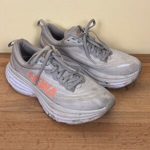 Hoka Women Bondi 8 Running Shoes Gray Peach Size 8B WXB252